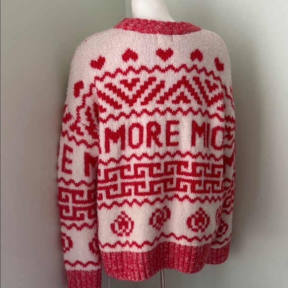 H&M Jacquard-knit Sweater Red White Amore Hearts Size XL Blogger FAVE - Picture 8 of 9